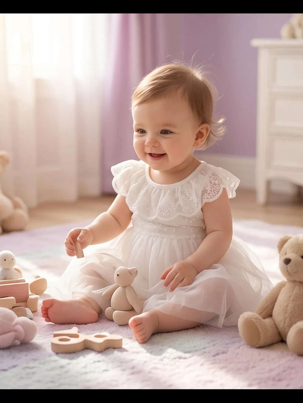 Classic White Lace Tulle Kids Dress